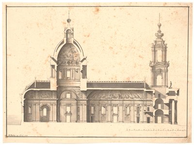 Längdsnitt genom samma kyrka av Marcus Tuscher