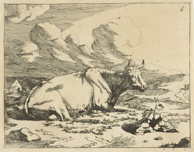 Liggande ko, i profil Cows and Bulls (serietitel) av Marcus de Bye