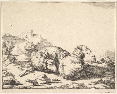 Får, från en uppsättning av 16 tallrikar, 1664. av Marcus de Bye