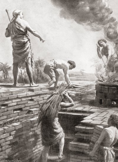 Att bygga en ziggurat, de enorma pyramidformade tempeltorn som först byggdes i sumeriska stadsstater, från Hutchinson