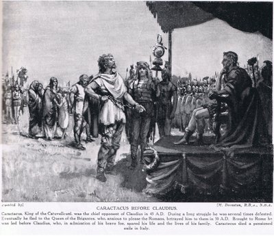 Caractacus inför Claudius, illustration från "Hutchinson