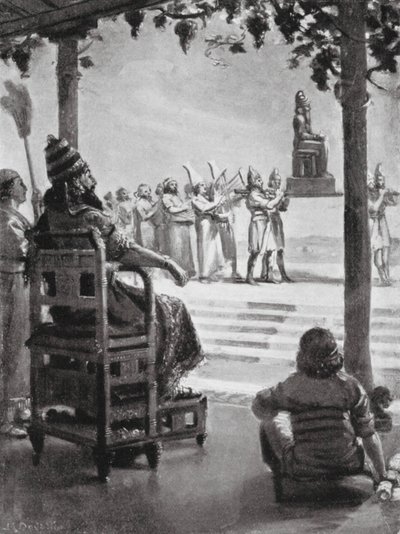 Nyårsdagen i Babylon, 680 f.Kr (litografi) av Margaret (after) Dovaston