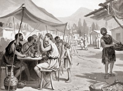 En av den spartanske reformatorn Lycurgus lagar var att ingen fick äta sina måltider hemma eller i enrum, ur Hutchinson