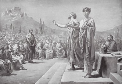 Perikles vädjar om Aspasia (lito) av Margaret (after) Dovaston