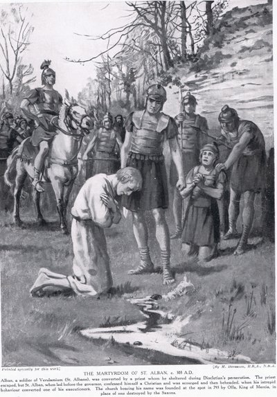 S:t Albans martyrium, illustration från "Hutchinson