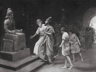 Tukulti-Ninib I i Marduks tempel (litografi) av Margaret (after) Dovaston