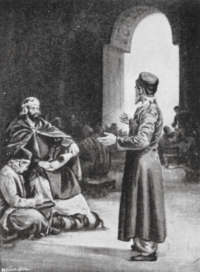 Vologeses III övervakar insamlingen av Pehlevi Avesta, 160 e.Kr (litografi) av Margaret (after) Dovaston