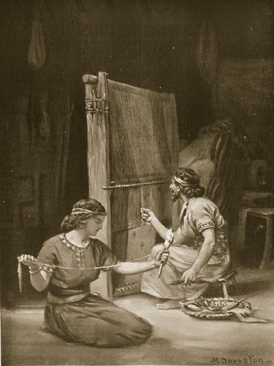 En babylonisk vävstol, illustration från "Hutchinson