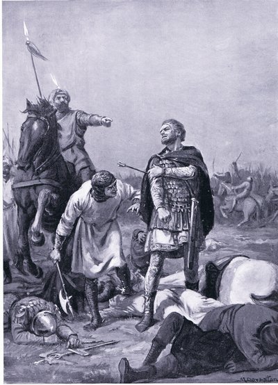 Alp Arslantis erövring av kejsaren Romanus Diogenes 1071 e.Kr. (litografi) av Margaret Dovaston
