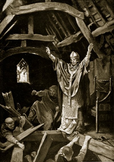 Kollaps av golvet i Calne, 978, illustration från "Hutchinson