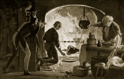 Lambert Simnel i köket, illustration från "Hutchinson
