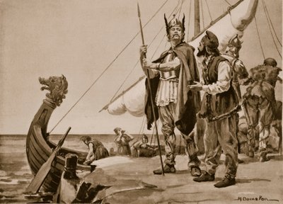 Rurik reser till slavernas land, 862 (litografi) av Margaret Dovaston