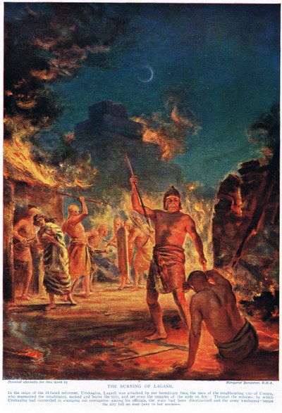 Bränningen av Lagash, illustration från "Hutchinson