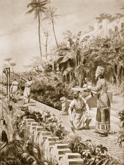 Babylons hängande trädgårdar, illustration från "Hutchinson