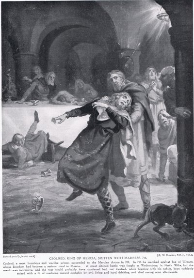 Kung Ceolred av Mercias vansinne AD 716 av Margaret Dovaston