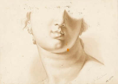 Studie av den nedre halvan av ett människoansikte, möjligen en staty av Margaret Louisa Herschel