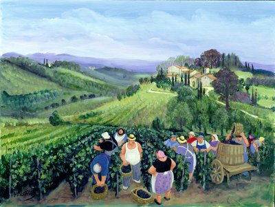Landskap i Chianti (olja på duk) av Margaret Loxton