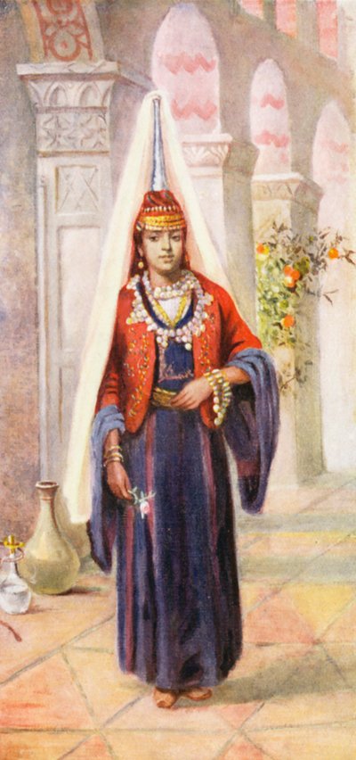En drusisk brud (färglitografi) av Margaret Thomas