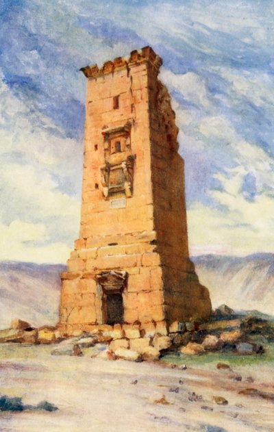A Bårhusets torn, Palmyra (färglitografi) av Margaret Thomas
