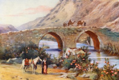 Bron över Litany, Jisr el Kardeli (färglitografi) av Margaret Thomas