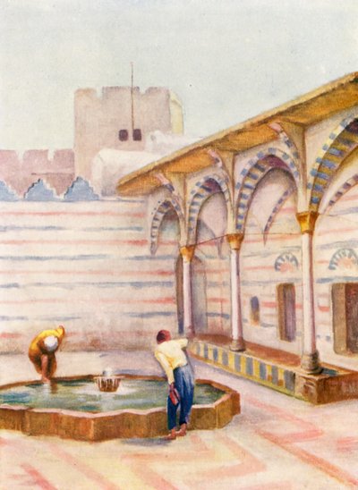 Mosque es Sinamiyeh, Damaskus (färglitografi) av Margaret Thomas
