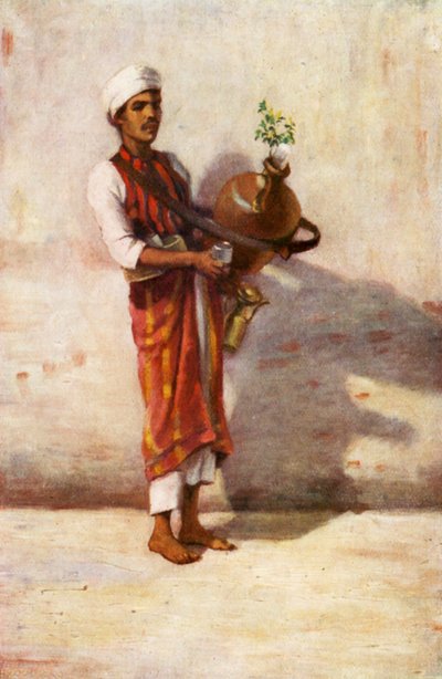 Säljaren av vatten (färglitografi) av Margaret Thomas