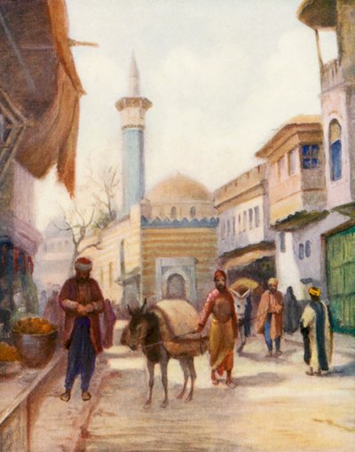 Dervishiyeh-moskén, Damaskus (färglitografi) av Margaret Thomas