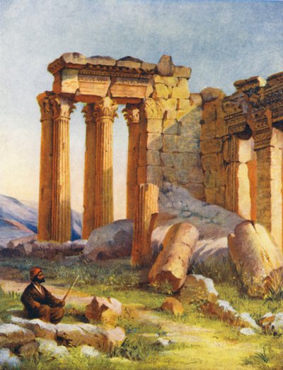 Det lilla templet, Baalbek (färglitografi) av Margaret Thomas