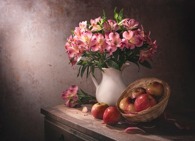 Rosa blommor och äpplen av Margareth Perfoncio