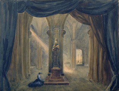 Scenografi för Alexander Dargomyzhskys "The Stone Guest av Margarita Genrichovna Genke-Shifrina