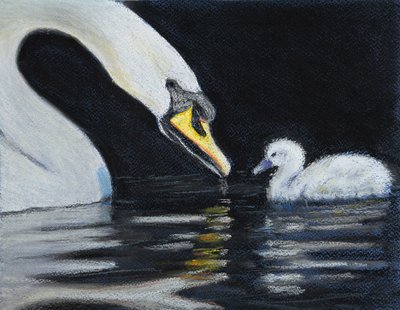 Följ Mummy, 2020 (pastell) av Margo Starkey