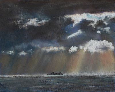 Squalls at sea, 2022 (pastell) av Margo Starkey