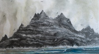 Turbulenta hav .S Irland, 2020 (pastell) av Margo Starkey