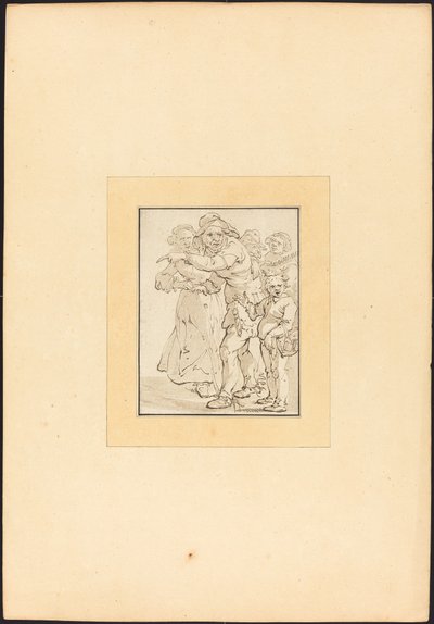Gubben pekar åt vänster av Maria Catharina Prestel after Adriaen Pietersz van de Venne
