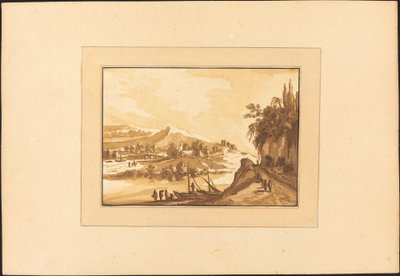 Landskap med fiskebåtar av Maria Catharina Prestel after Franz Edmund Weirotter