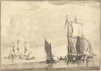 Havslandskap av Maria Catharina Prestel after Willem van de Velde the Younger