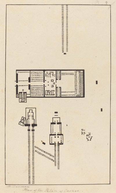 Plan över palatset i Carnac av Maria Denman after John Flaxman