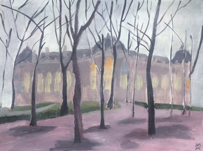 The Petit Palais in Winter III, 2019 (olja på papper) av Maria Magenta