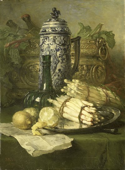 Stilleben med stengodskanna av Maria Vos
