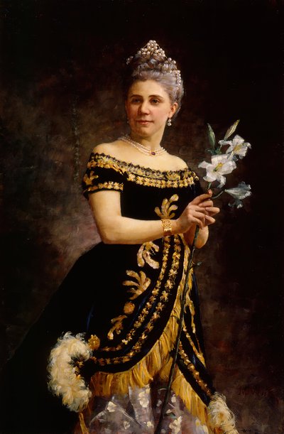 Porträtt av operasångerskan Ida Basilier-Magelsen 1846-1928 som Philine in Opera..., 1887. av Maria Wiik