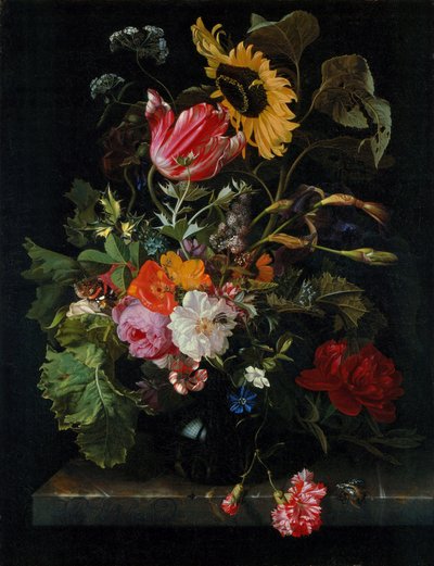 Bukett blommor i en vas av Maria van Oosterwijck