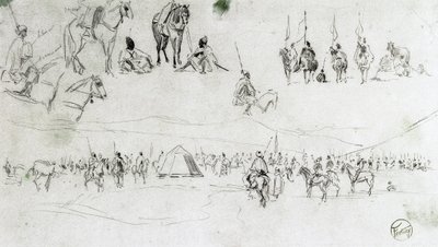 Landskap med spansk militär och morer av Mariano Fortuny y Marsal