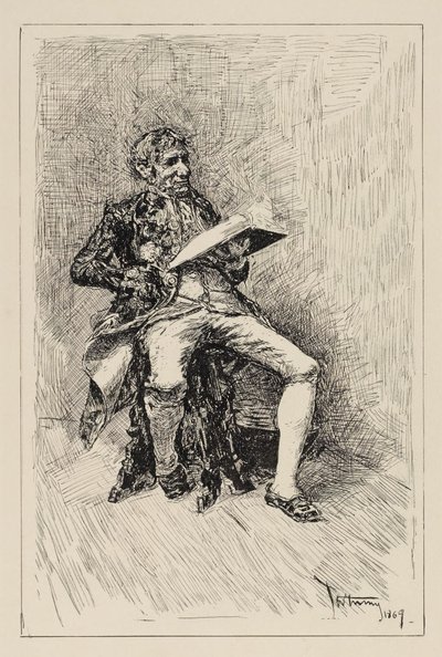 Sittande man som läser en bok av Mariano Fortuny
