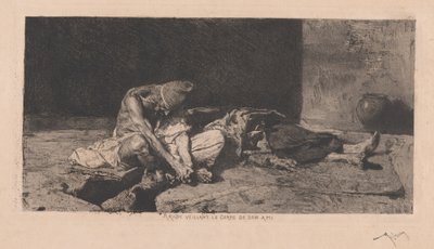 Arabe veillant le corps de son ami (arab som vakar över sin väns kropp) av Marià Fortuny