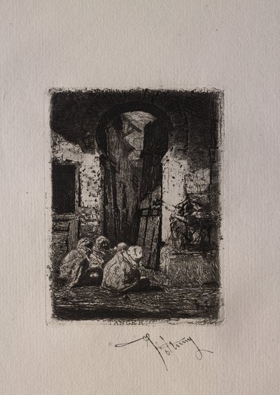 Tanger, sittande araber. av Mariano Fortuny y Carbó