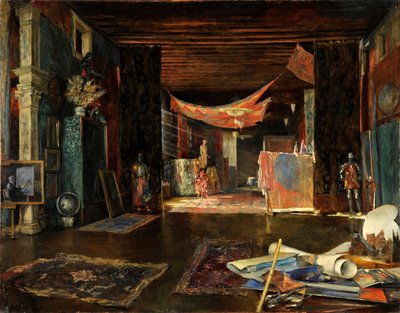 Målarens ateljé på Palazzo Pesaro Orfei. av Mariano Fortuny y Madrazo
