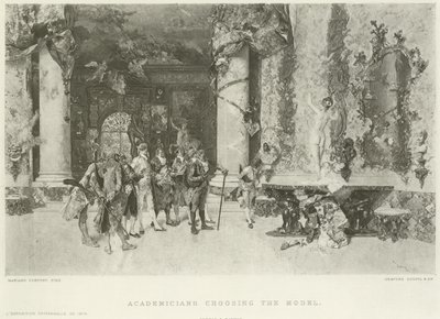 Akademiker väljer modell (gravyr) av Mariano José María Bernardo Fortuny y Carbó