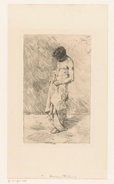 Stående manlig modell av Mariano José María Bernardo Fortuny y Carbó