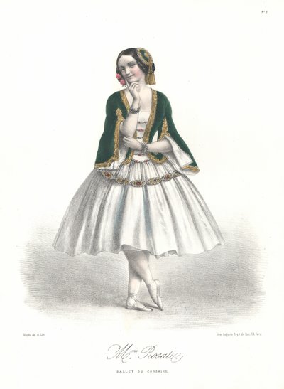 Italienska balettdansösen Carolina Rosati i Adolphe Adams balett Le Corsaire på Parisoperan av Marie Alexandre (after) Alophe