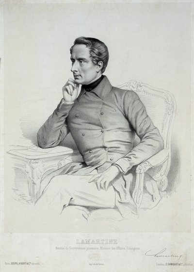 Porträtt av Alphonse de Lamartine 1790-1869. av Marie Alexandre Menut Alophe